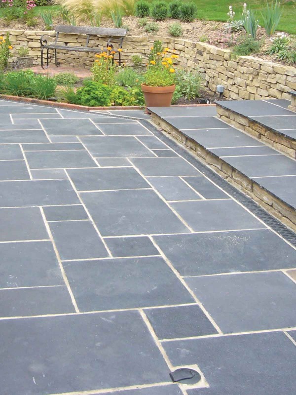 Black limestone paving mixed