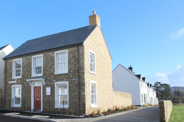 Brown granite walling used to face this building