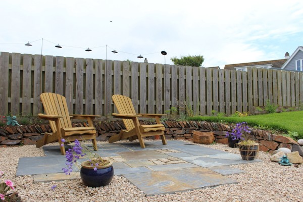 Rustic slate paving used on patio area 