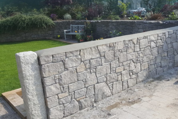 Grey limestone walling random rubble