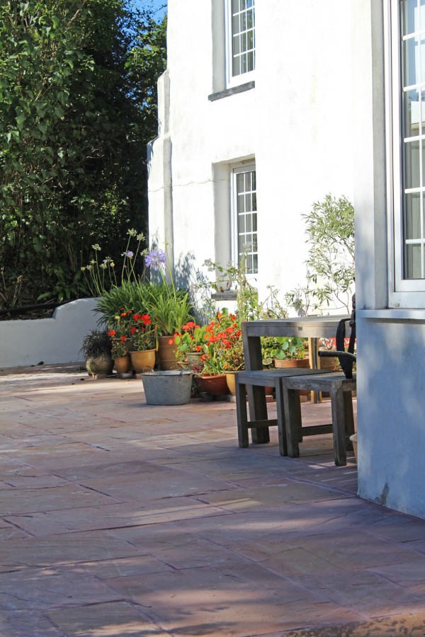 Red Sandstone area used to create a relaxing back garden patio