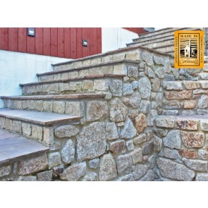 Sawn granite walling stone used to create steps 