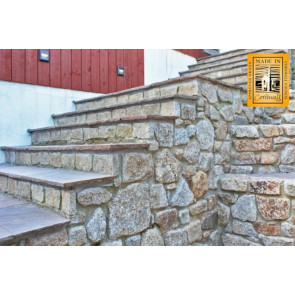 Sawn granite walling stone used to create steps