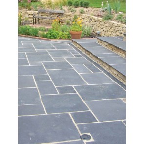 Black limestone paving mixed