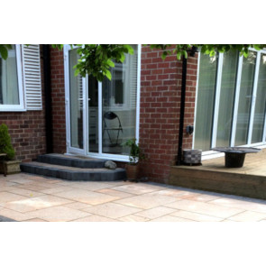 Brown granite paving used on a patio area