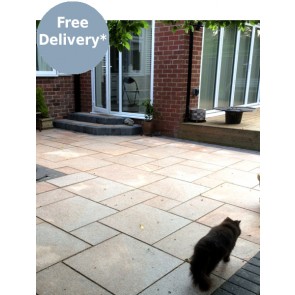 Brown granite paving used on a patio area
