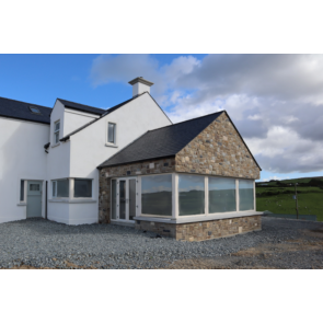 Brown sandstone walling stone used to face a house