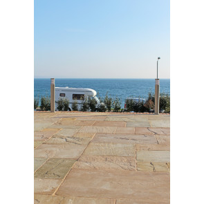 Buff sandstone paving used on a patio
