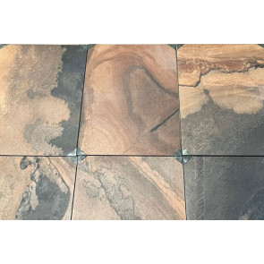 Rustic porcelain paving slabs used on a patio area